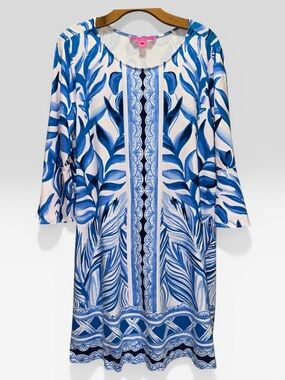 Lilly Pulitzer Ophelia Swing Dress in Blue and White tropics size XL
